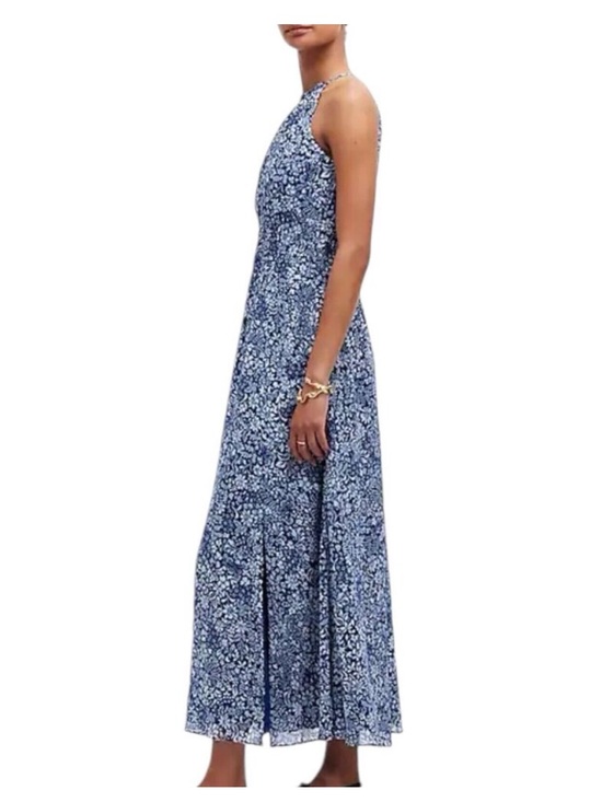 Madewell Smocked Halter Midi Dress Blue Floral Size 2 - Picture 3 of 9